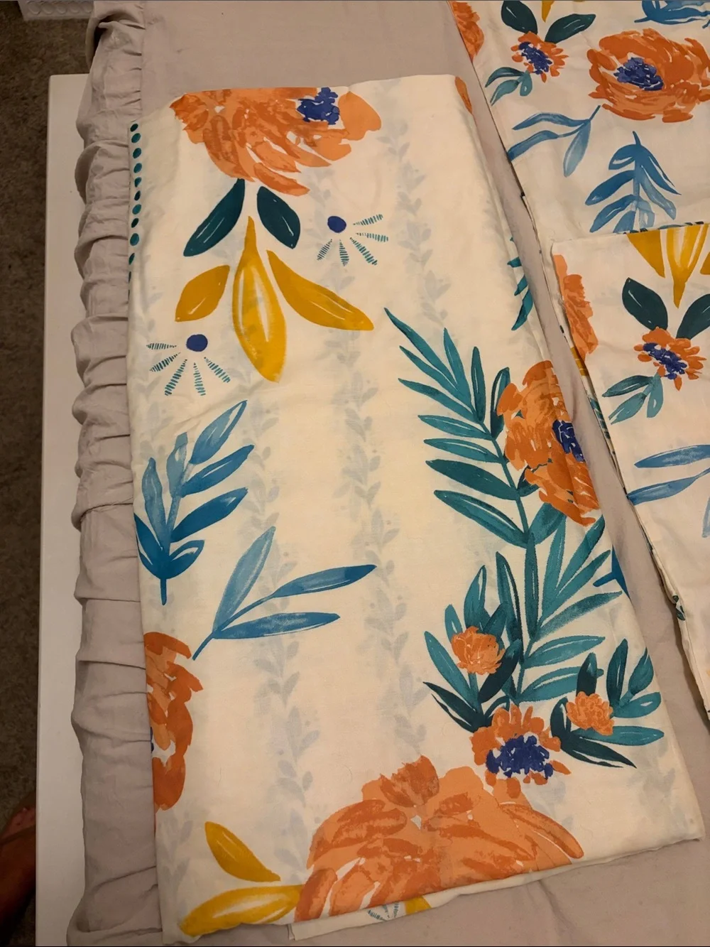 The Pioneer Woman Orange, Teal, Yellow Floral Duvet Cover
